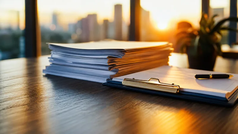 Insurance policy papers and a clipboard on a table, Minnesota Workers' Compensation